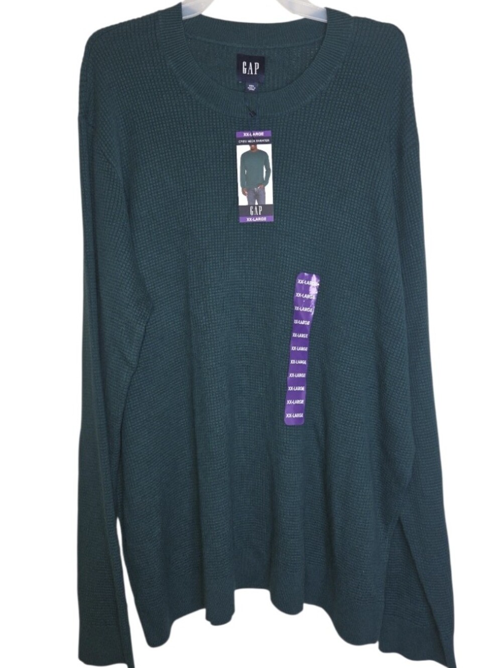 Gap Men's XXL Dark Green Thermal Knit Crew Neck Sweater
